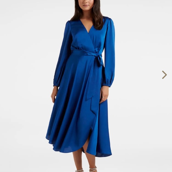 Ever New Dresses & Skirts - Ever New  🇦🇺 Blue Satin Wrap Dress